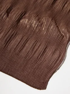 Laminated pleated gauze stole - chocolate