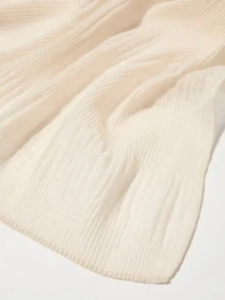 Laminated pleated gauze stole - cream
