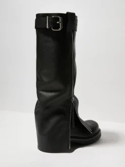 Leather biker boots - black