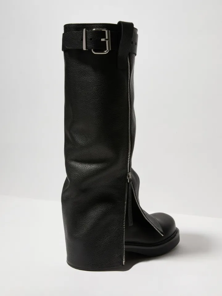 Leather biker boots - black