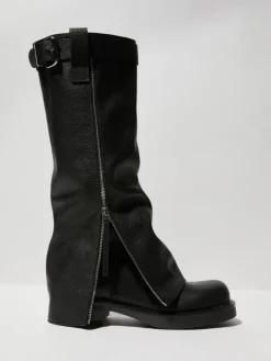 Leather biker boots - black
