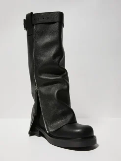Leather biker boots - black