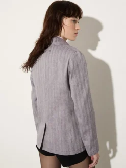 Linen and cotton-blend blazer - aubergine