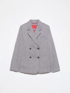 Linen and cotton-blend blazer - aubergine