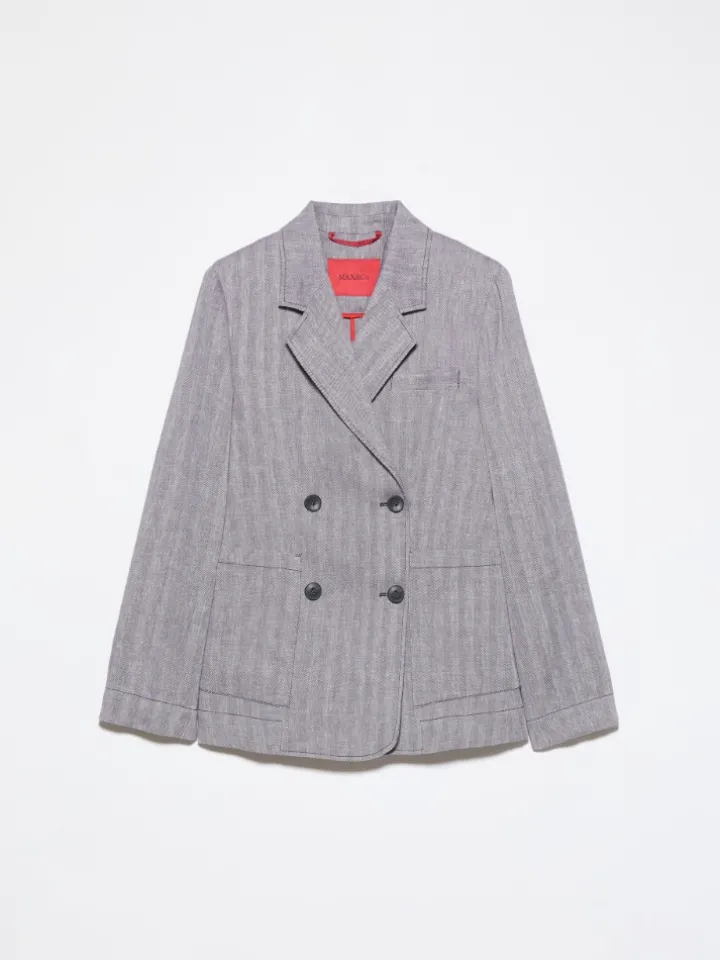 Linen and cotton-blend blazer - aubergine