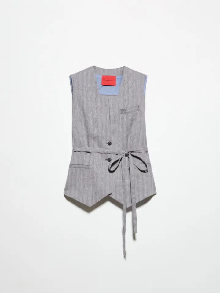 Linen and cotton gilet - aubergine