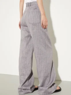 Linen and cotton trousers - aubergine