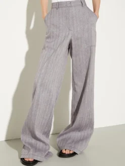 Linen and cotton trousers - aubergine