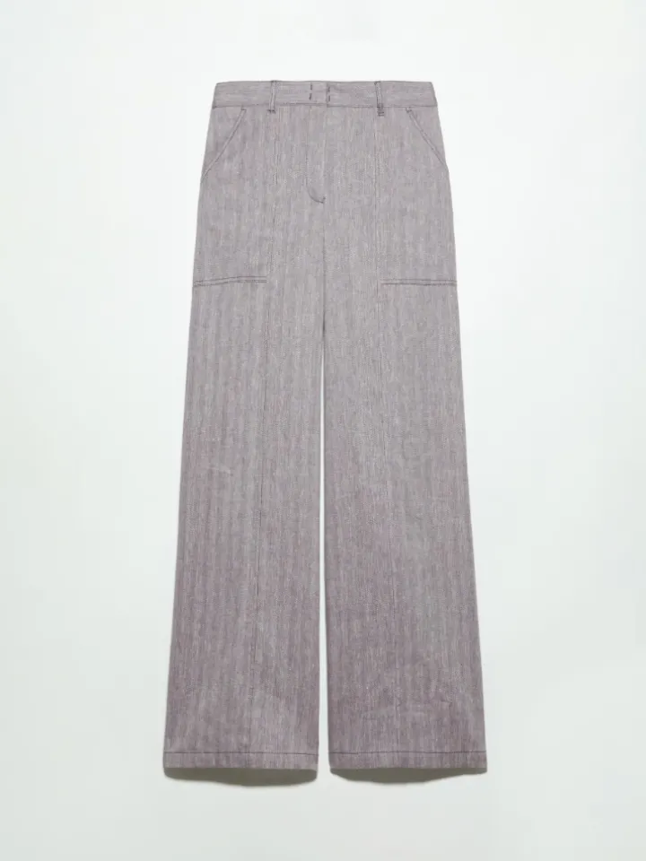 Linen and cotton trousers - aubergine