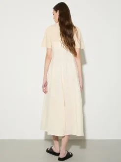 Linen and jersey midi dress - milk
