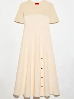 Linen and jersey midi dress - milk