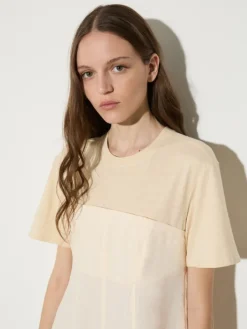 Linen and jersey midi dress - milk