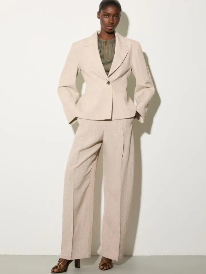 Linen blend blazer - beige