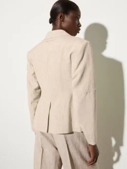 Linen blend blazer - beige