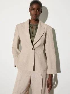 Linen blend blazer - beige