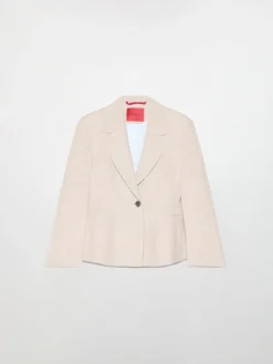 Linen blend blazer - beige