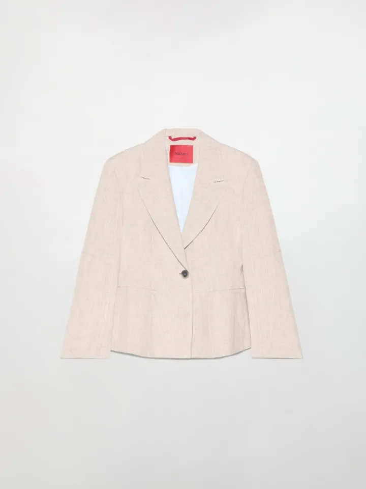 Linen blend blazer - beige