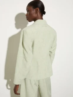 Linen blend blazer - green