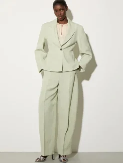 Linen blend blazer - green