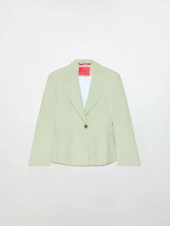 Linen blend blazer - green