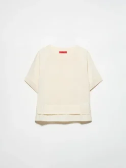 Linen-blend knitted T-shirt - milk