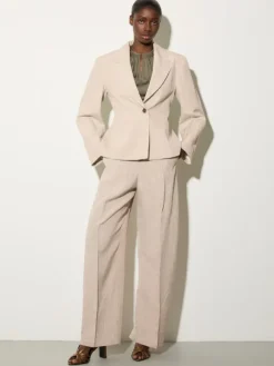 Linen blend trousers - beige