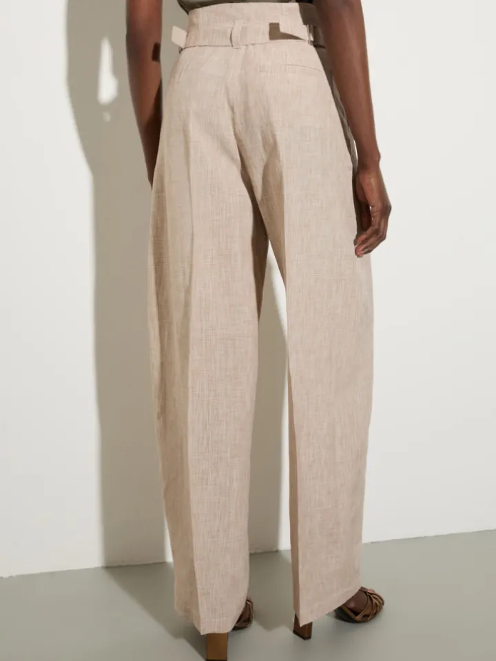 Linen blend trousers - beige