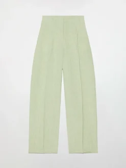 Linen blend trousers - green