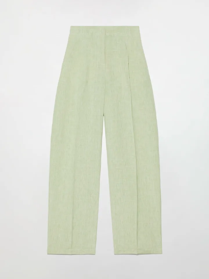 Linen blend trousers - green