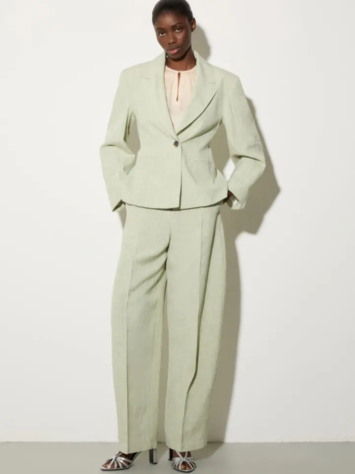 Linen blend trousers - green