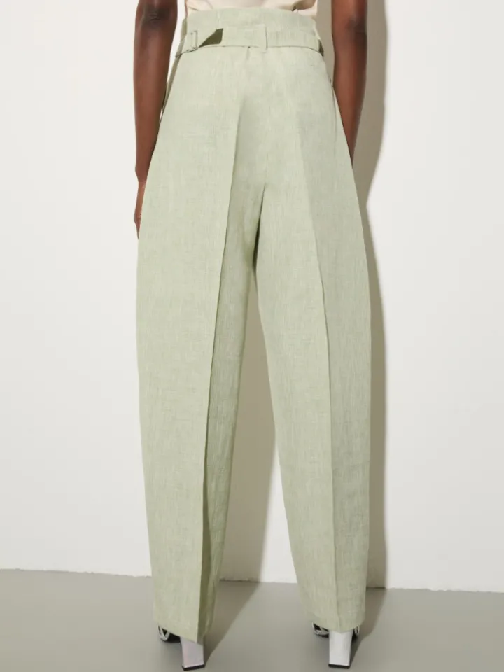 Linen blend trousers - green