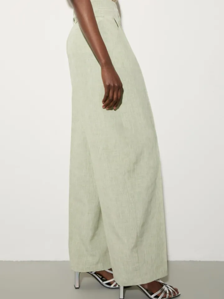 Linen blend trousers - green