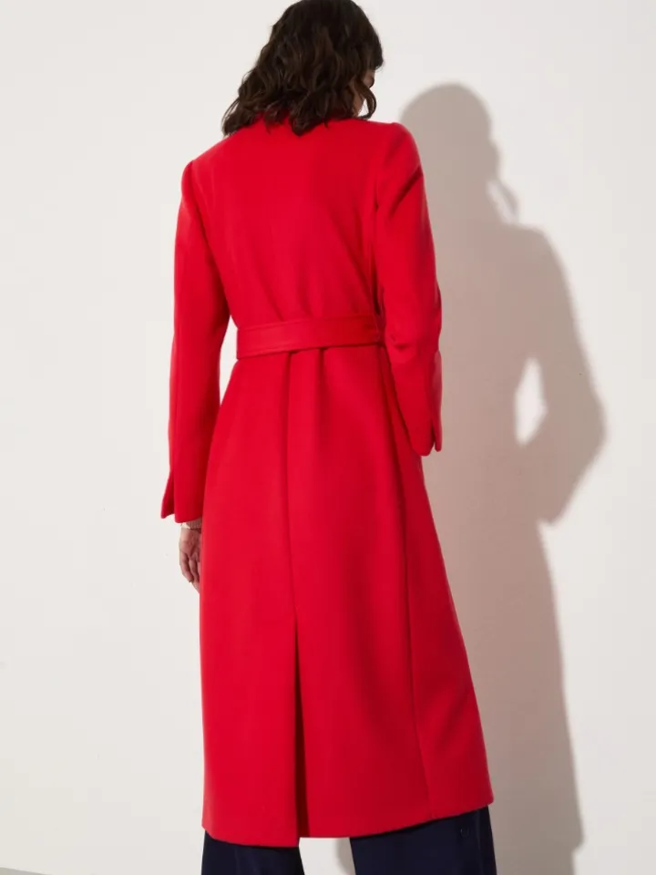 Longrun wool-drap coat - red