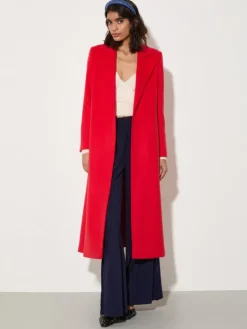 Longrun wool-drap coat - red