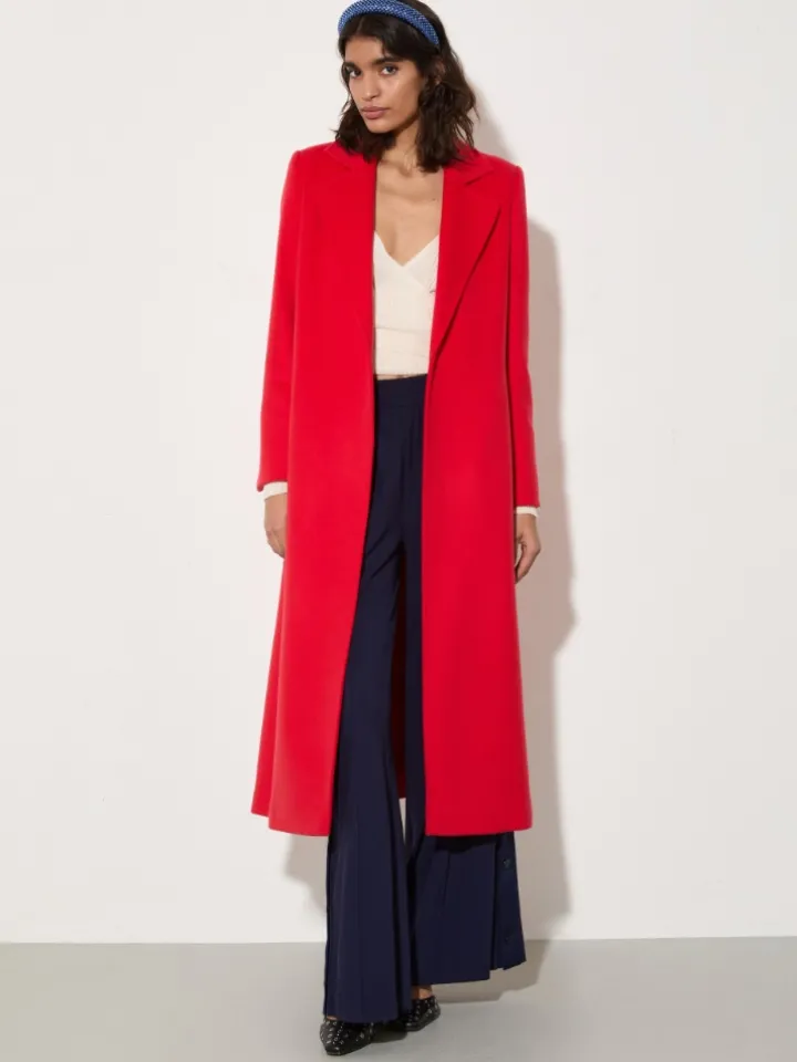 Longrun wool-drap coat - red