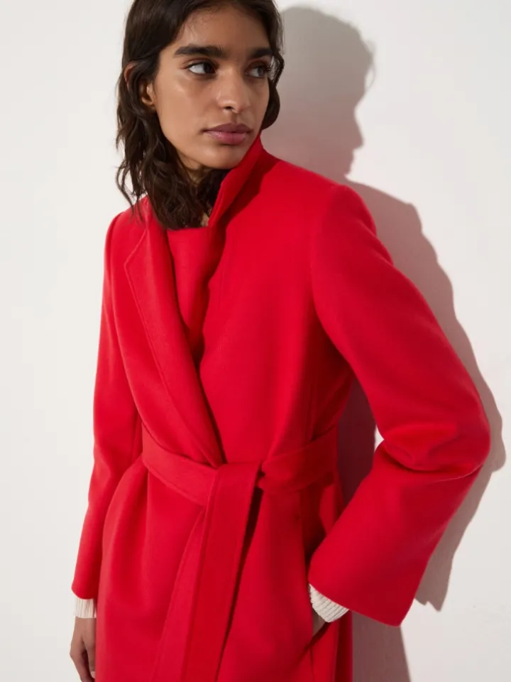 Longrun wool-drap coat - red