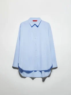 Loose-fitting poplin shirt - light blue
