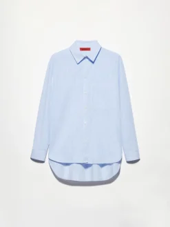 Loose-fitting poplin shirt - sky-blue