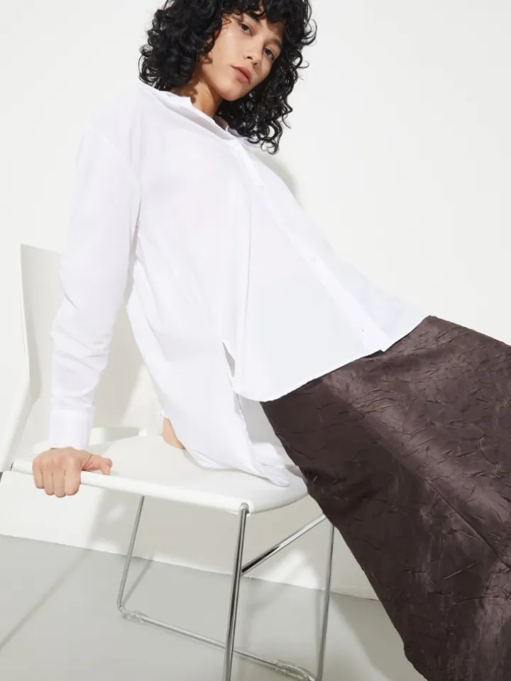 Loose-fitting poplin shirt - white