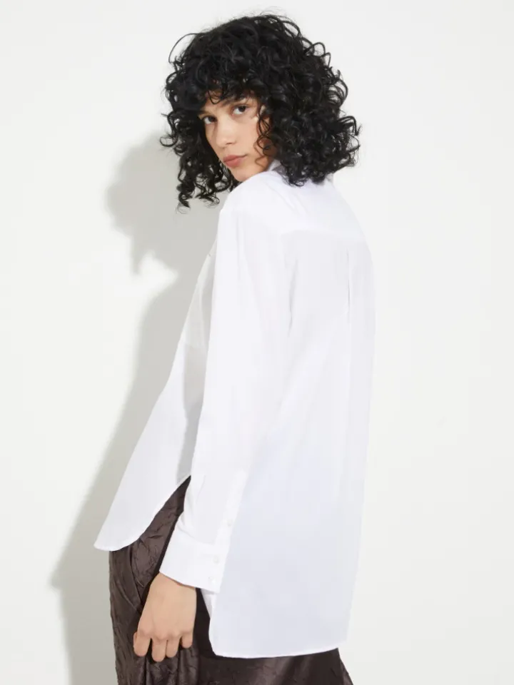 Loose-fitting poplin shirt - white