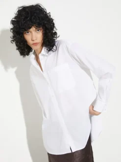 Loose-fitting poplin shirt - white