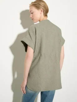 Matelassé fabric jacket - sage