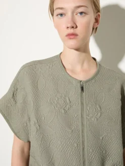 Matelassé fabric jacket - sage