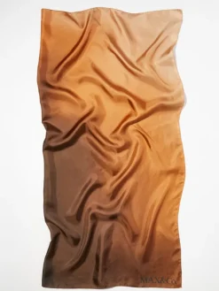 Maxi silk-twill scarf - rust