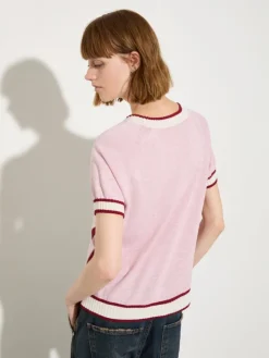 Mouliné-knit T-shirt - pink