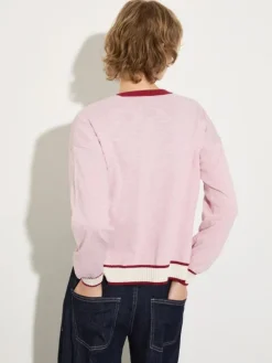 Mouliné yarn cardigan - pink