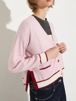 Mouliné yarn cardigan - pink