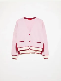 Mouliné yarn cardigan - pink