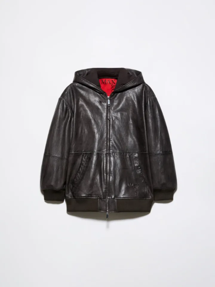 Nappa leather hoodie - brown