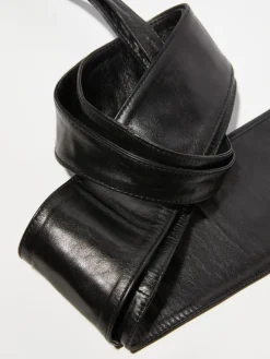 Nappa leather obi belt - black